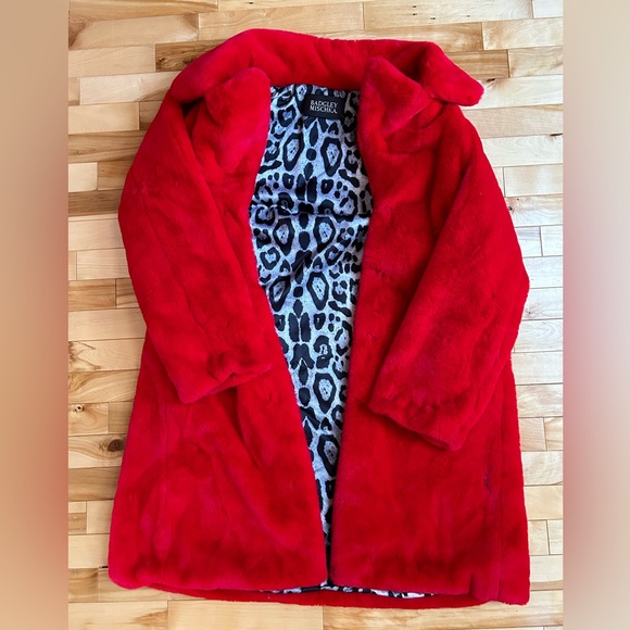 Badgley mischka red fur coat - Picture 1 of 1